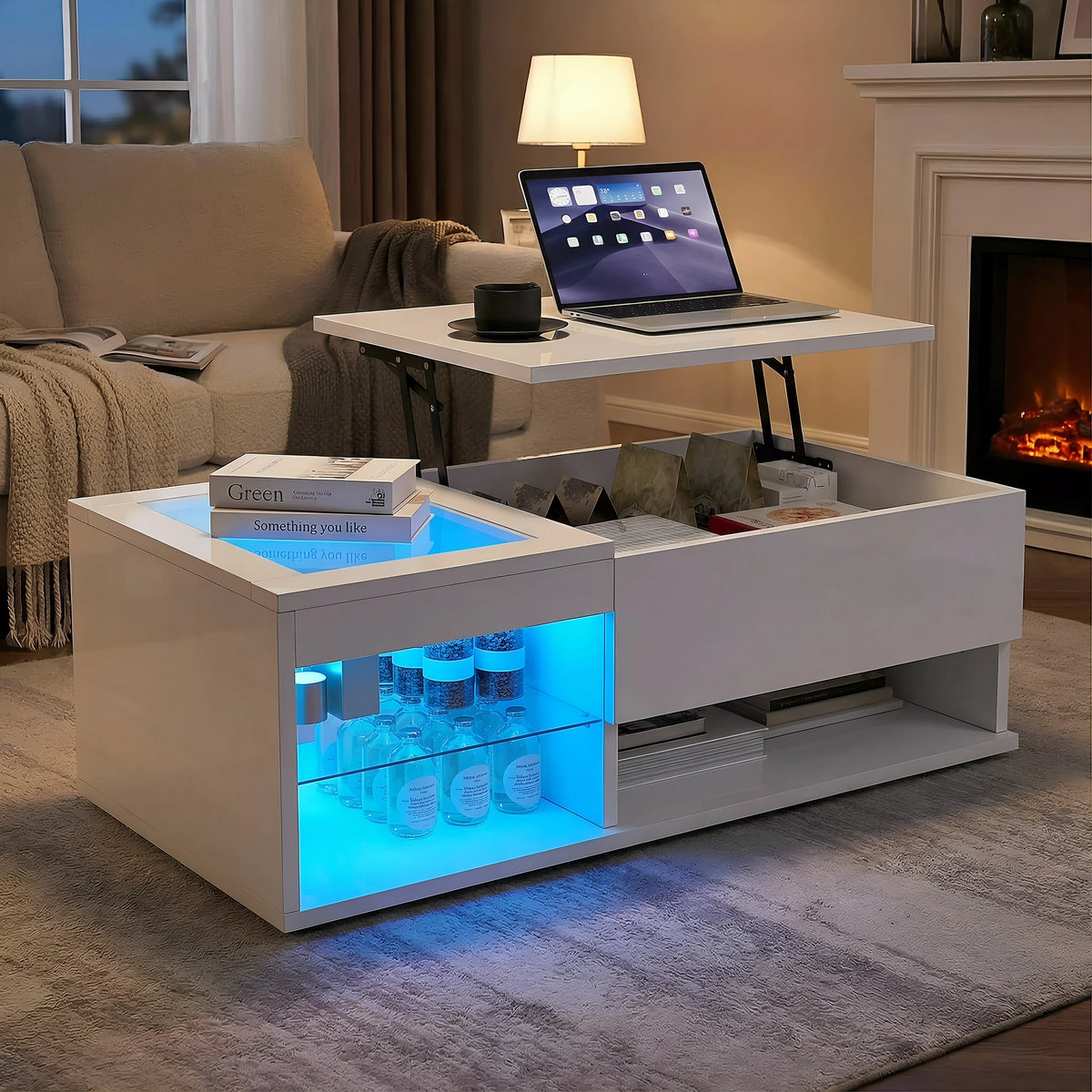 Table Basse Relevable en Verre