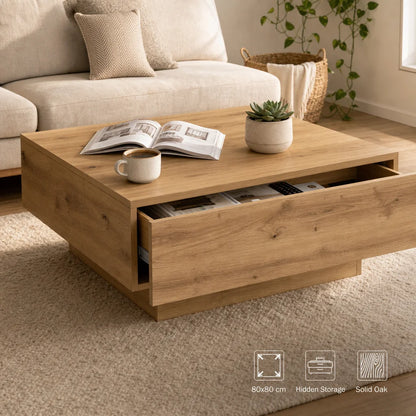 Table Basse Carrée en Chêne Artisan
