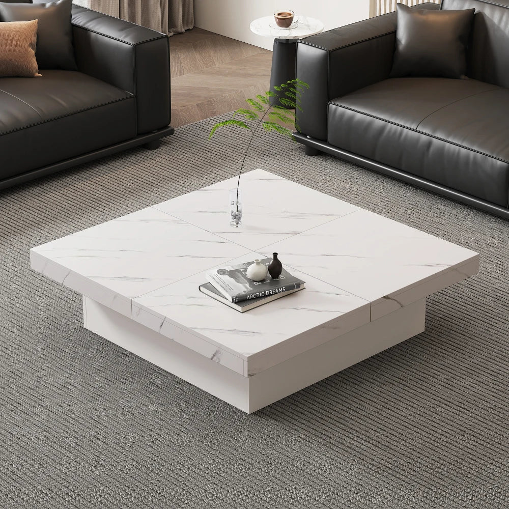 Table Basse Carrée avec Plateau Coulissant
