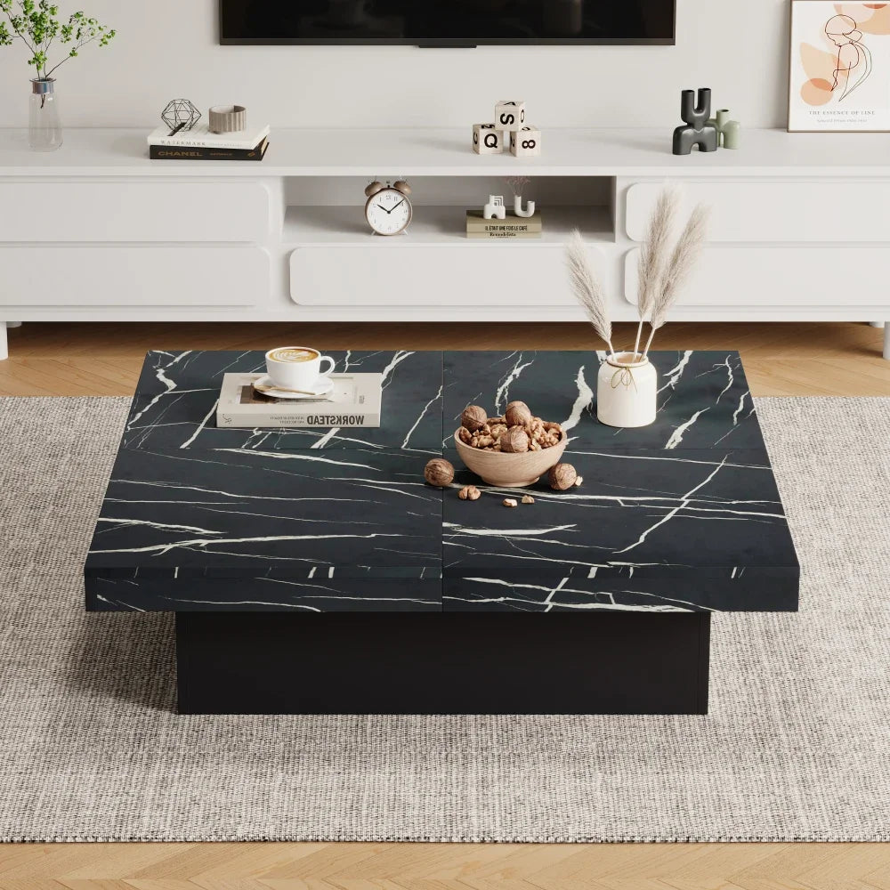 Table Basse Carrée avec Plateau Coulissant