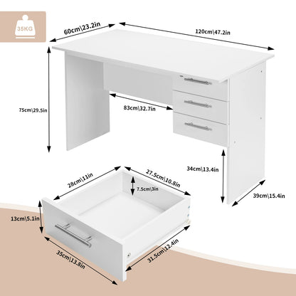 Bureau 3 Tiroirs & Serrure