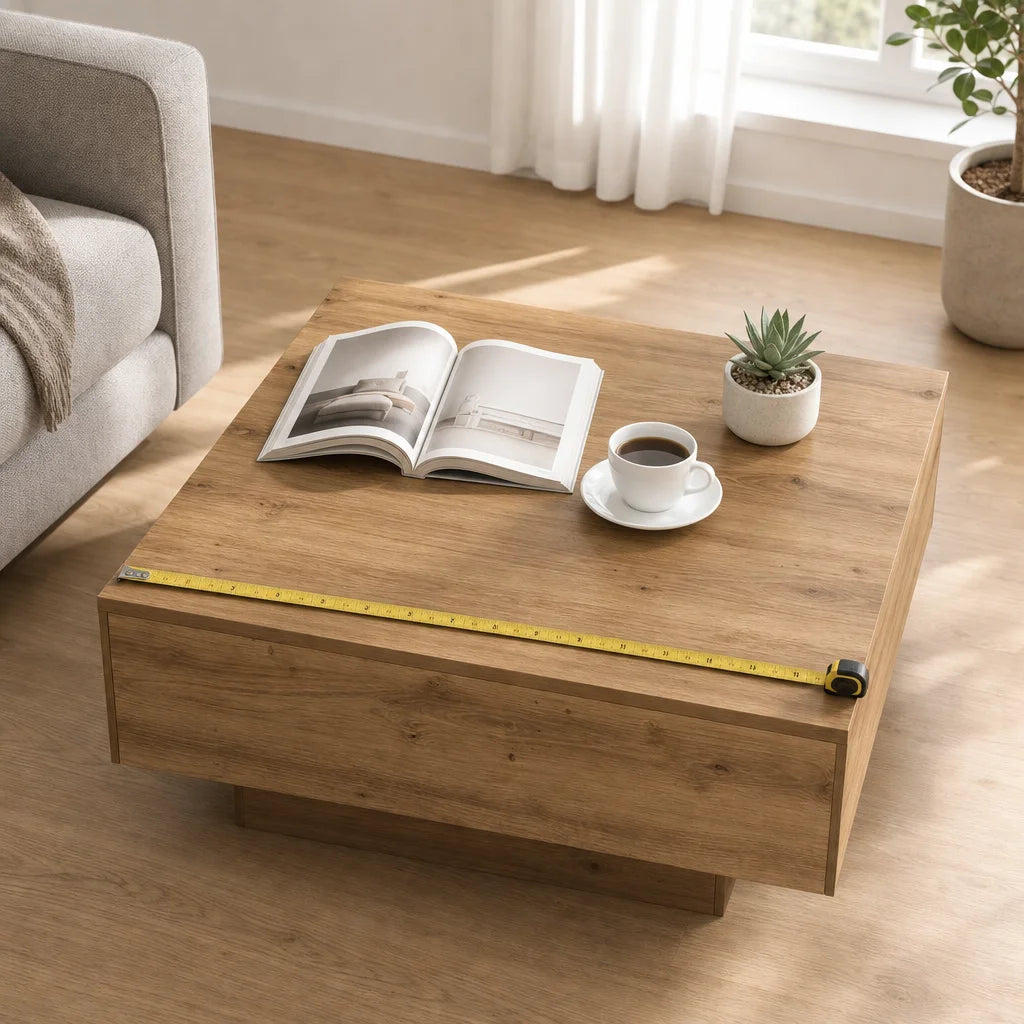 Table Basse Carrée en Chêne Artisan