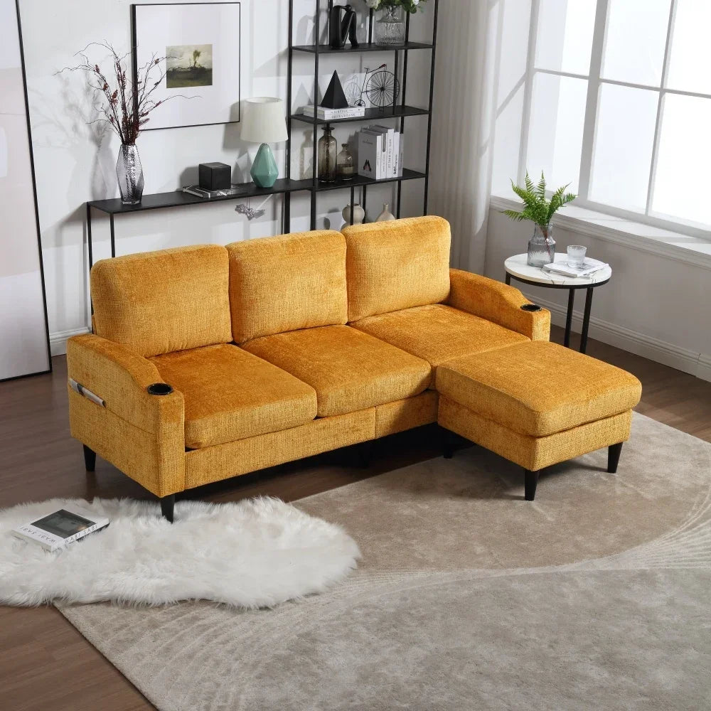 Canapé 4 Places Grand Confort avec Pouf Coffre