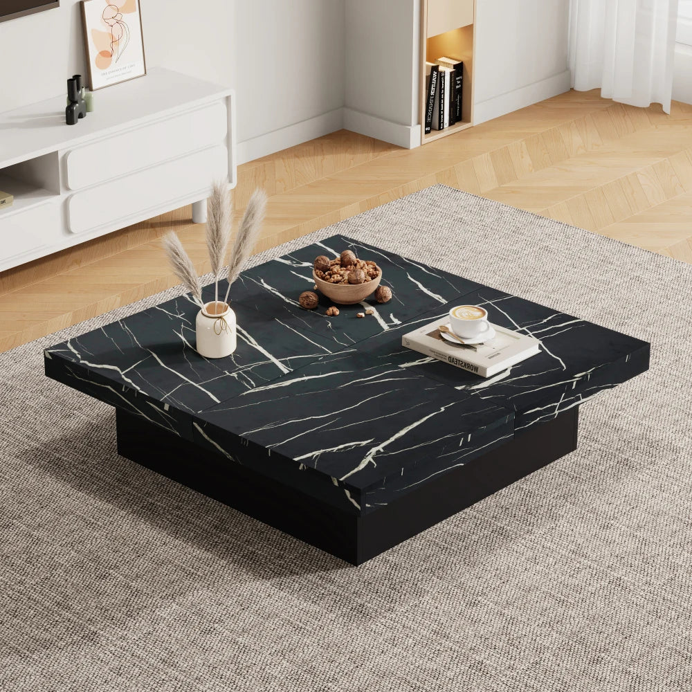 Table Basse Carrée avec Plateau Coulissant