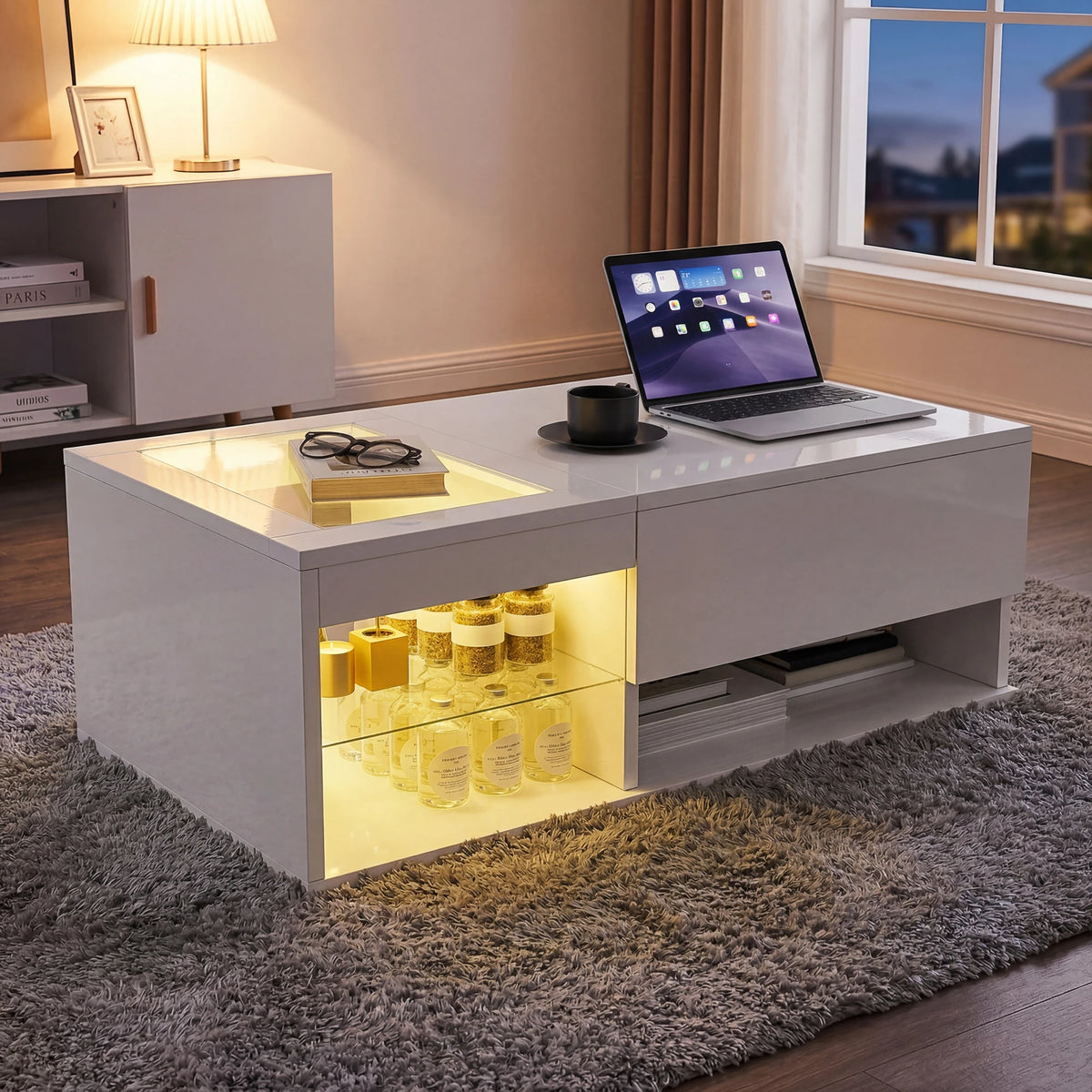 Table Basse Relevable en Verre