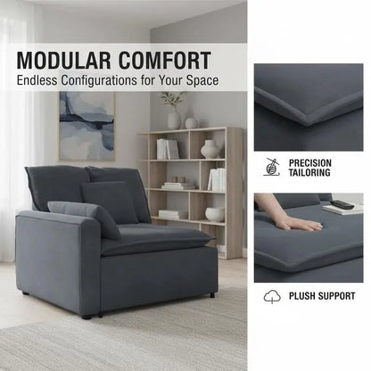 Canapé d'Angle Modulable avec Accoudoir Latéral