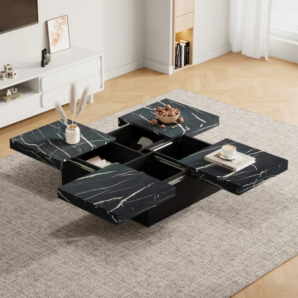 Table Basse Carrée avec Plateau Coulissant