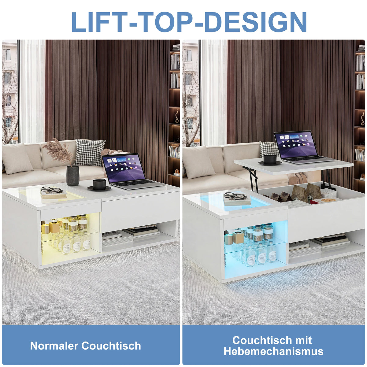 Table Basse Relevable en Verre